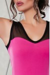 Rochie ocazie Delara din lycra ciclame cu peplum si platca de tull